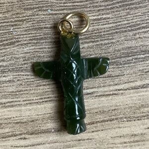 New vintage Jade carving Totem pole  pendant charm (dark-medium)